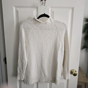 LL BEAN Women's Cotton Ragg Sweater, Funnelneck Pullover